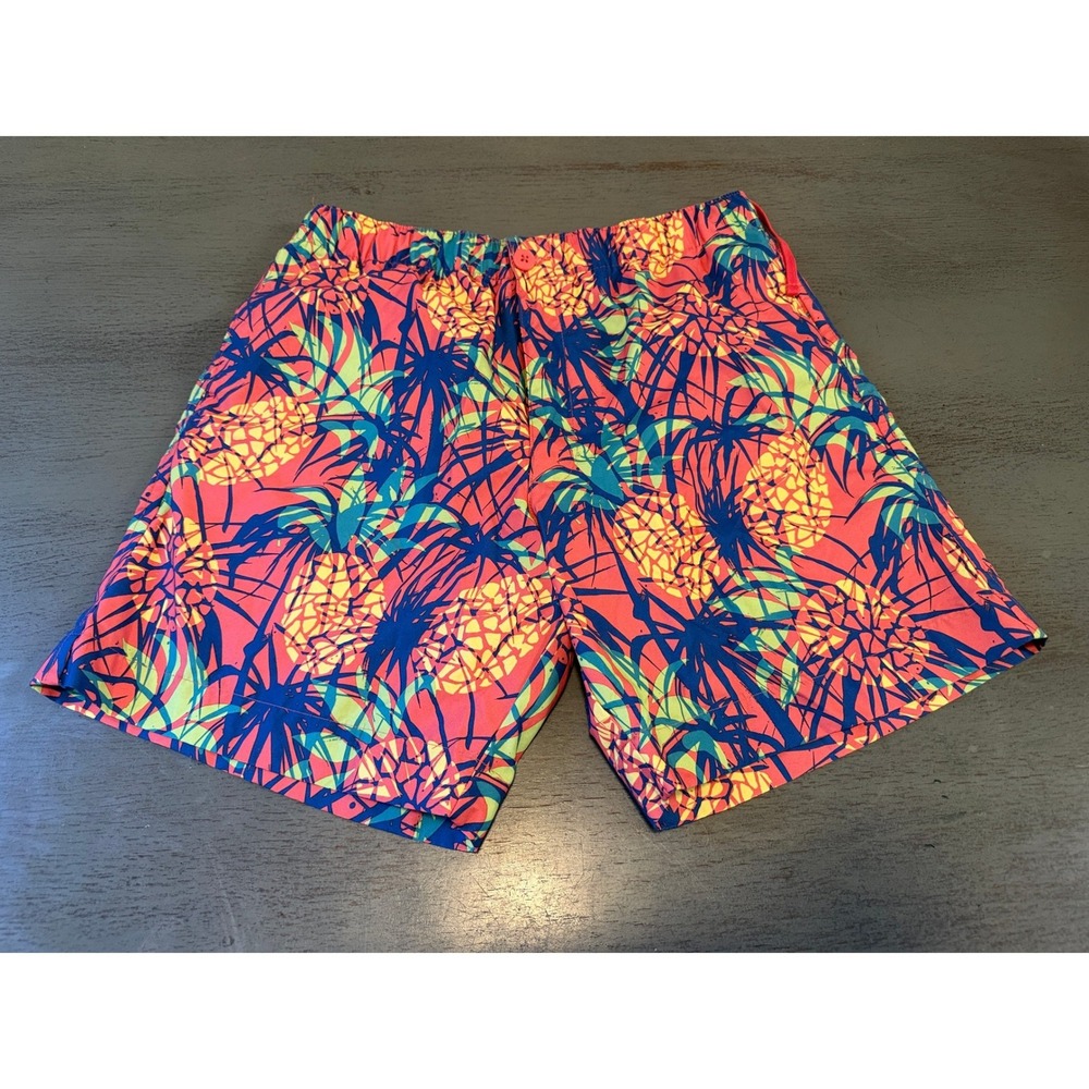 Joe Marlin Mens Tropical Pineapple Print Swim Trunks Coral Blue Medium